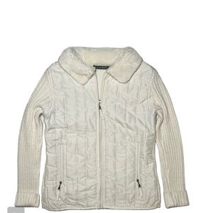 Quilted jacket with faux fur
